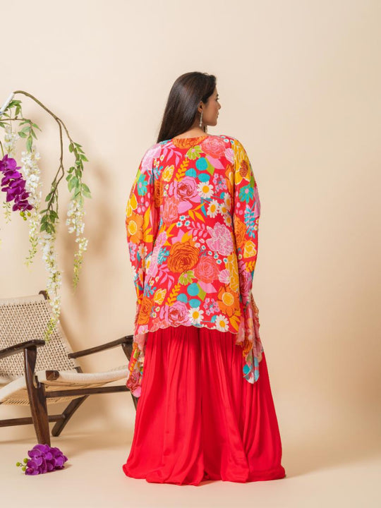 Anam- Kaftan with V-Neck in Premium Crepe with Palazzo.
