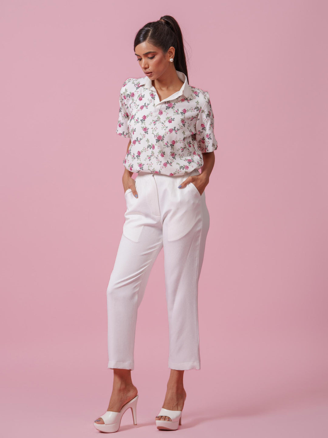 Senorita-  Floral Printed Top in Banana Lycra