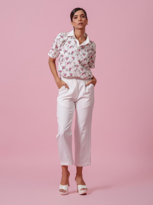 Senorita-  Floral Printed Top in Banana Lycra
