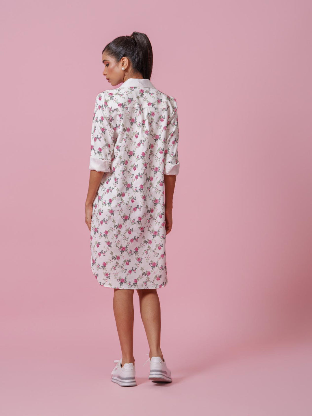 Rosie - Printed Knee Length Shirt Dress