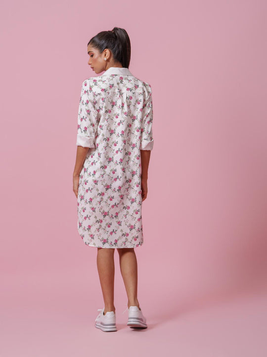 Rosie - Printed Knee Length Shirt Dress