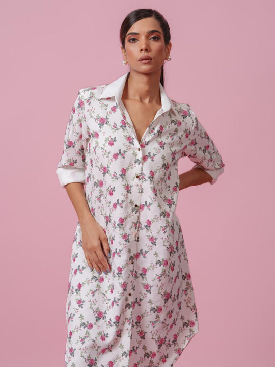 Rosie - Printed Knee Length Shirt Dress