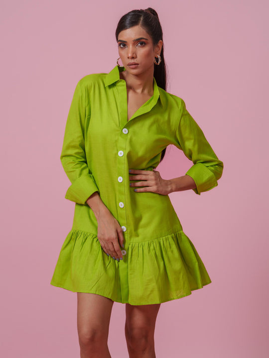 Twitter-Knee Length dress with collars