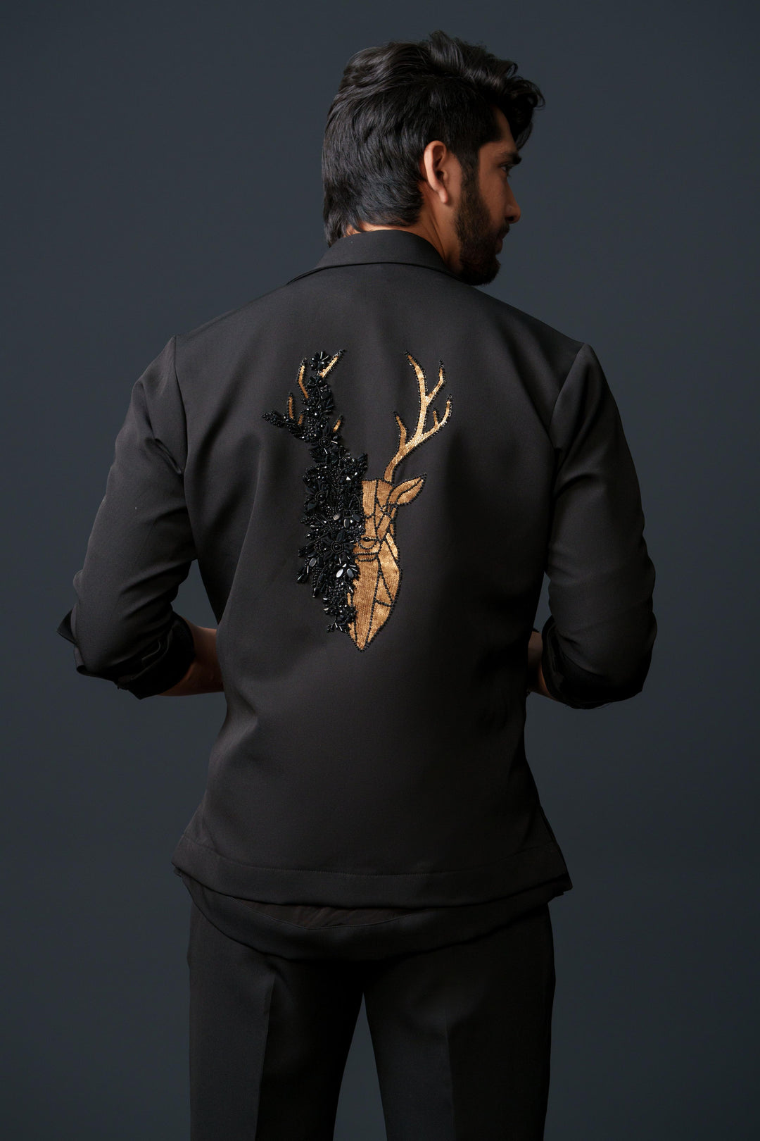 Hunter - Co'ord set with Reindeer Hand Embroidered Back Work (Set of 3)