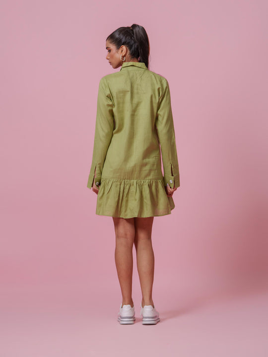 Twitter-Knee Length dress with collars