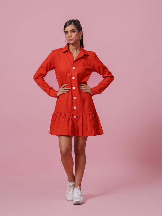 Twitter-Knee Length dress with collars