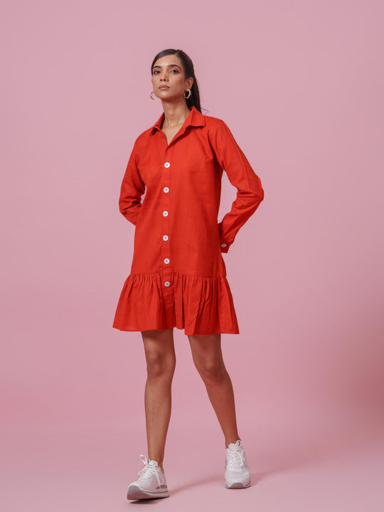 Twitter-Knee Length dress with collars