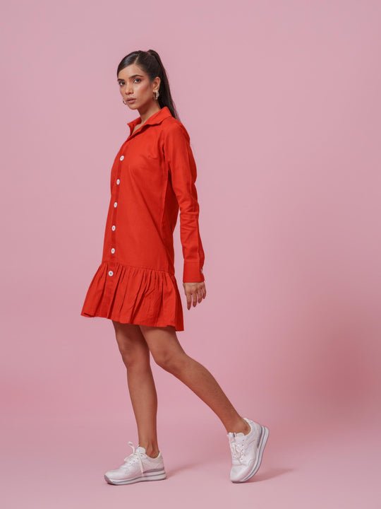 Twitter-Knee Length dress with collars