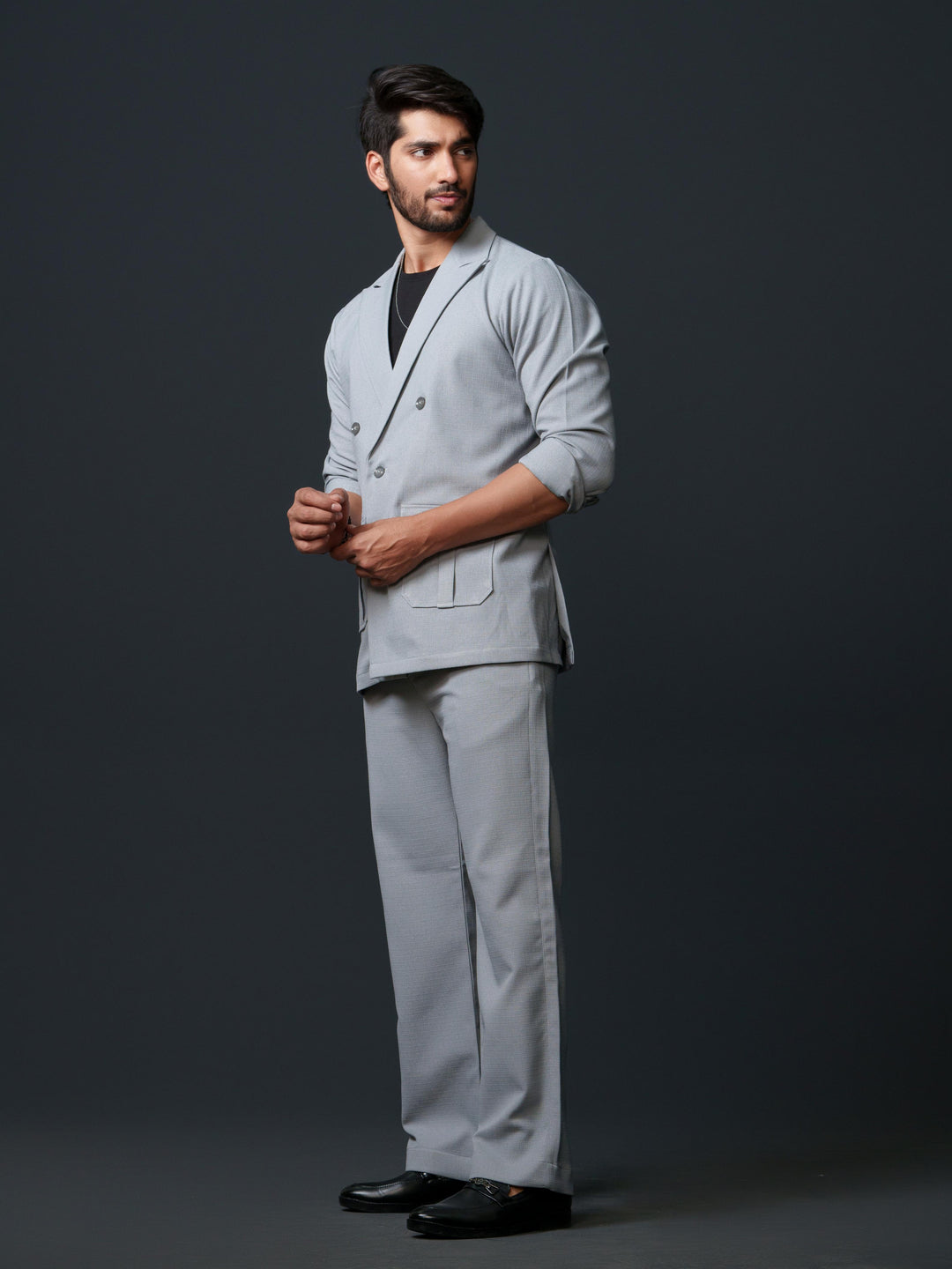 the charlie double breasted 2-piece co-ord set from the kina offers a polished yet relaxed look, blending classic tailoring with contemporary style.