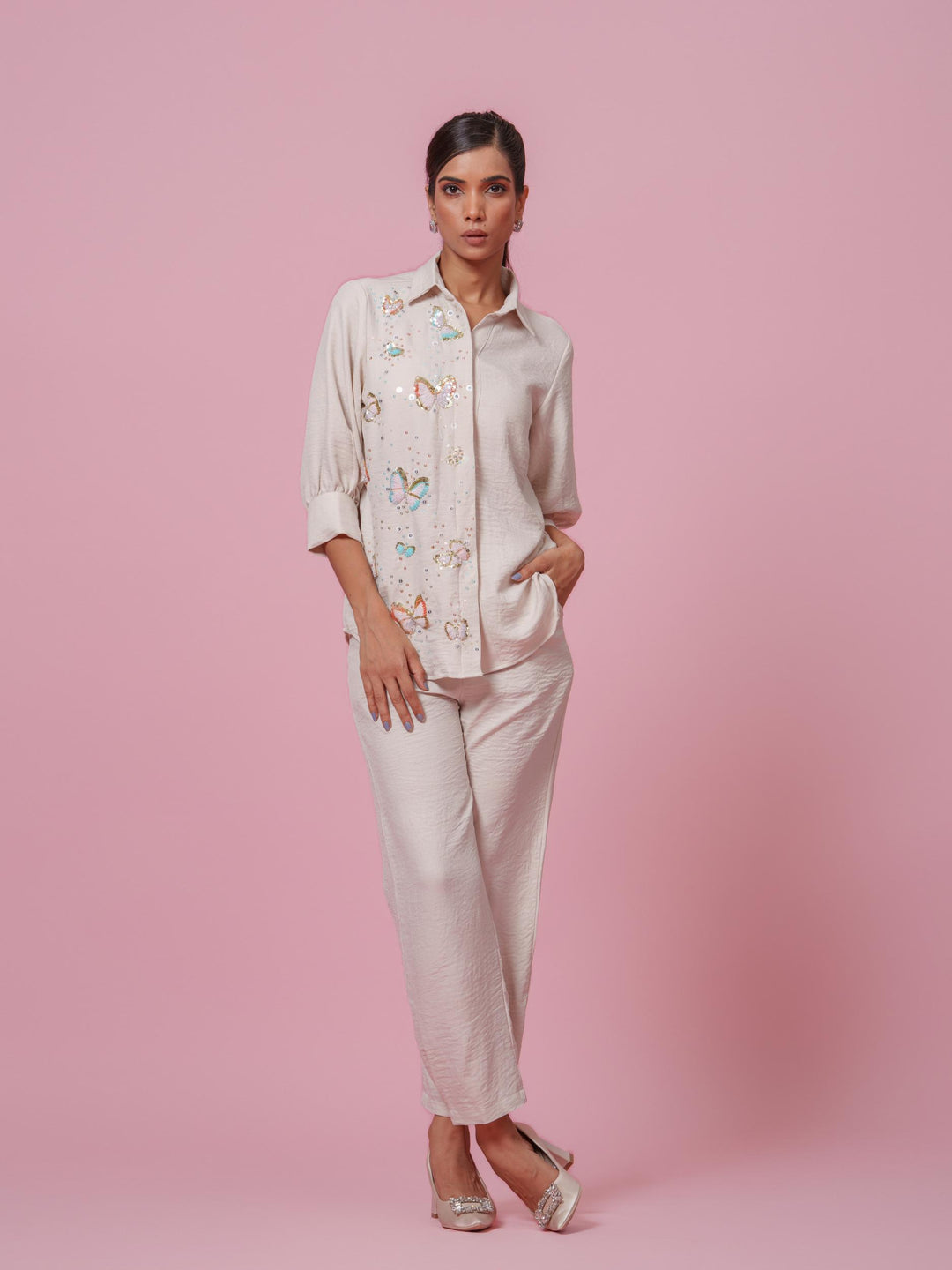Emma- Premium Linen Hand Embroidered Women Co-Ord Set