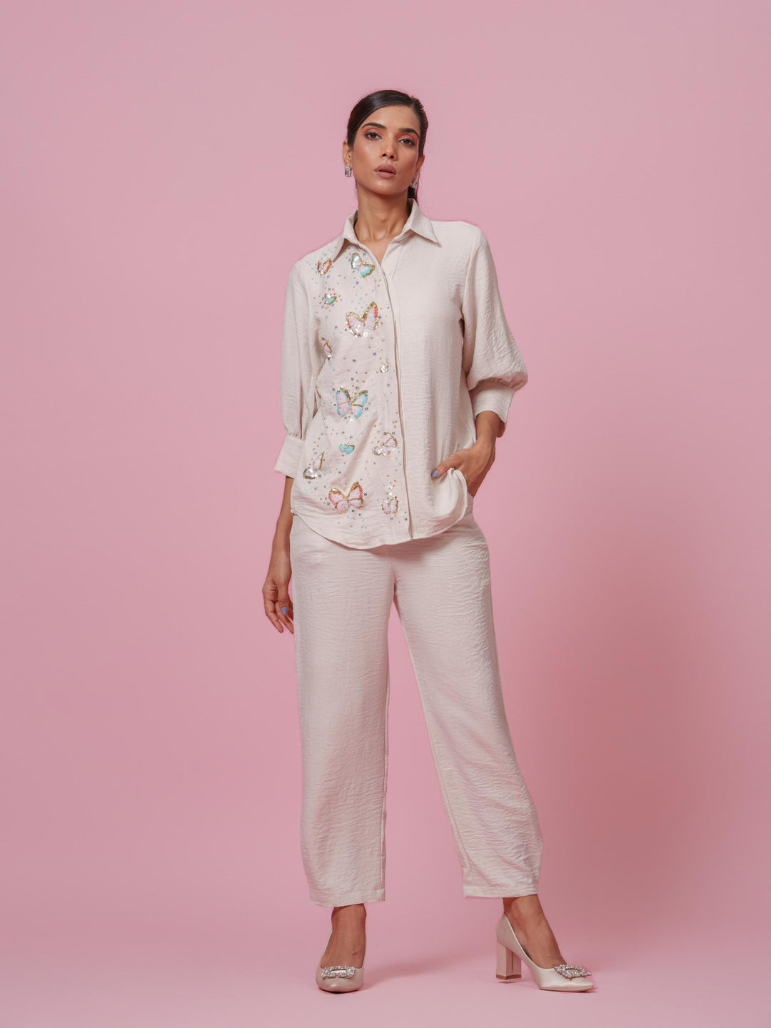 Emma- Premium Linen Hand Embroidered Women Co-Ord Set