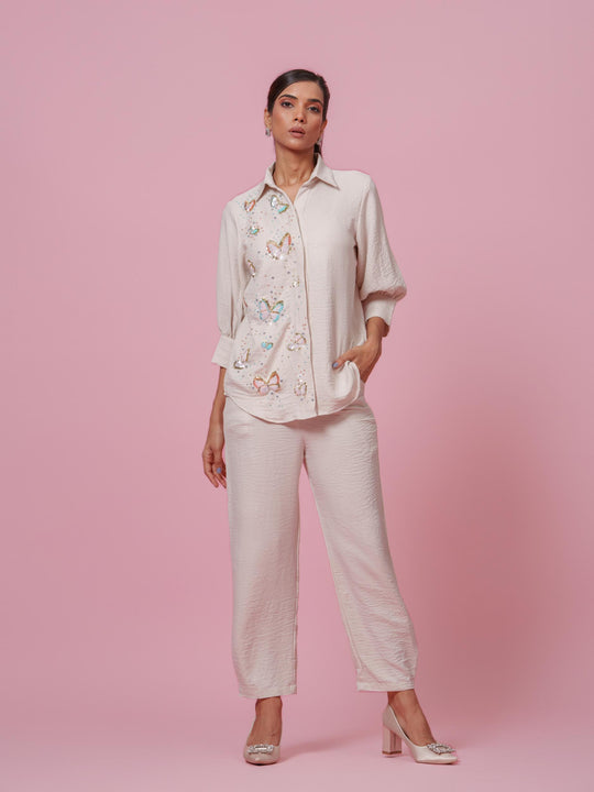 Emma- Premium Linen Hand Embroidered Women Co-Ord Set