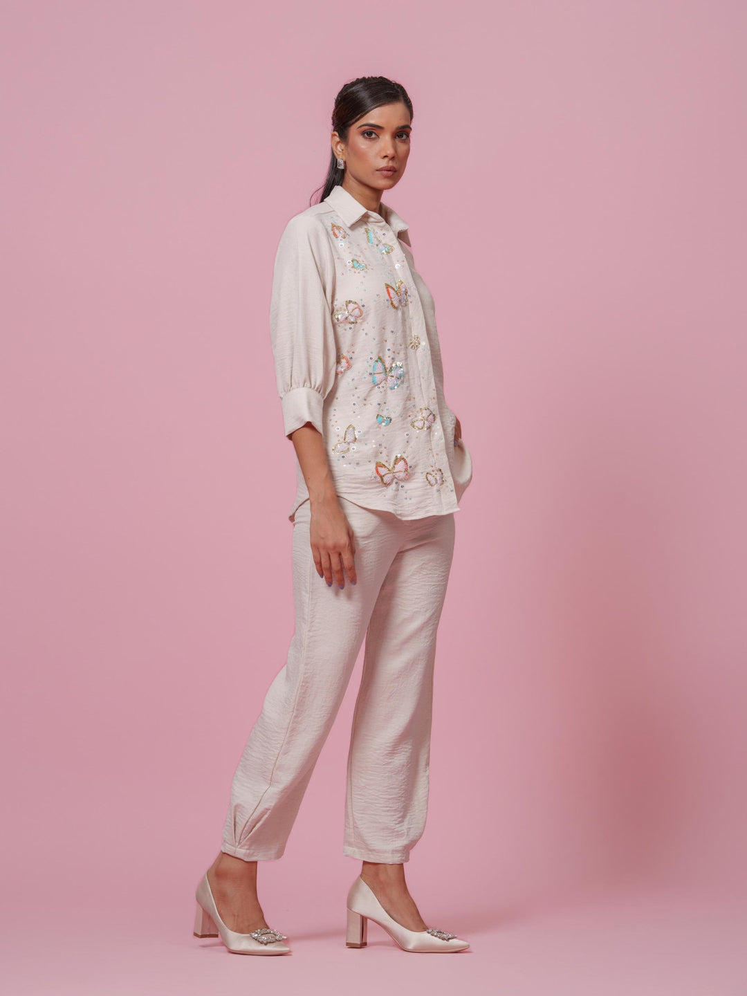 Emma- Premium Linen Hand Embroidered Women Co-Ord Set