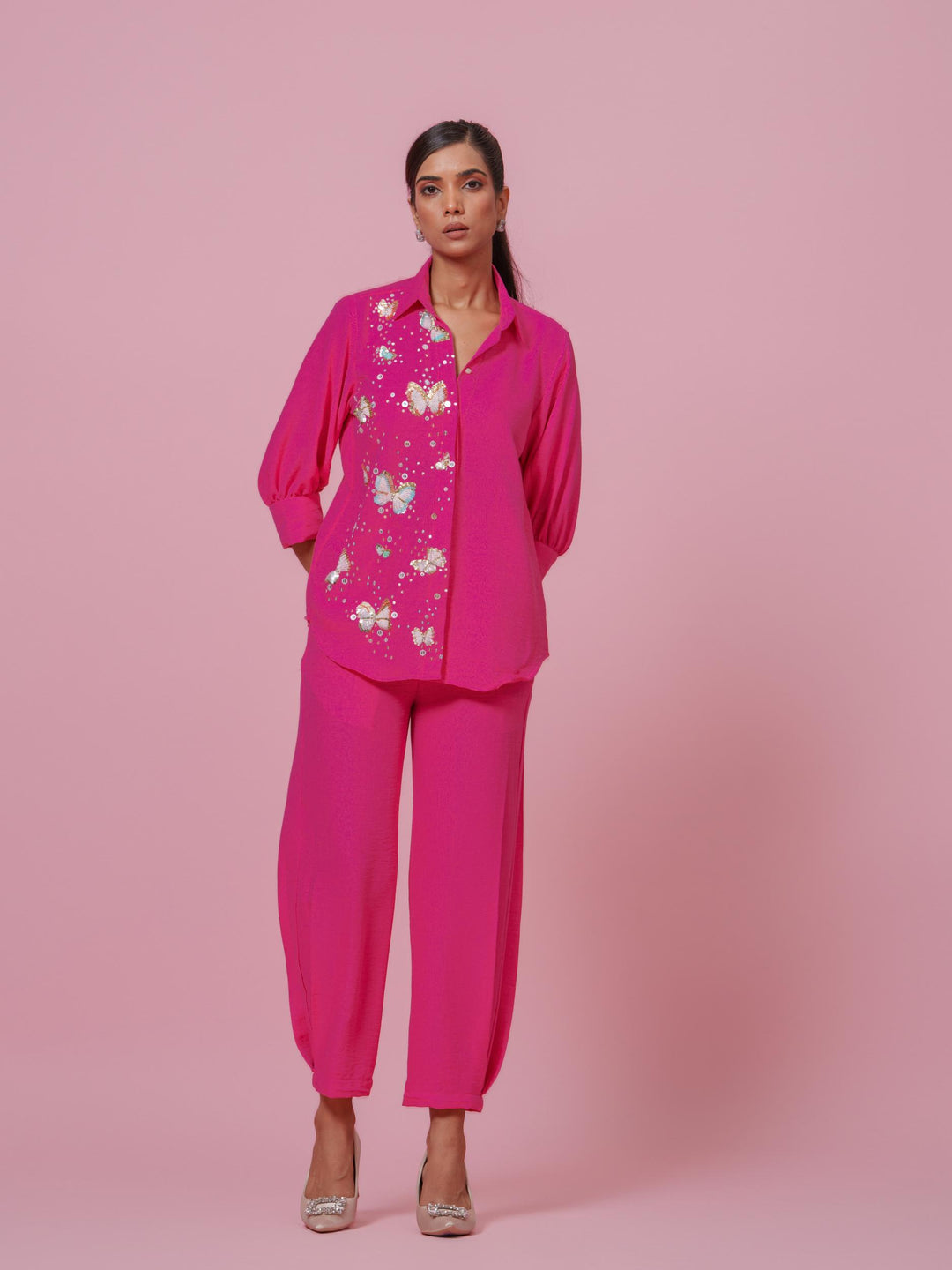 Emma- Premium Linen Hand Embroidered Women Co-Ord Set