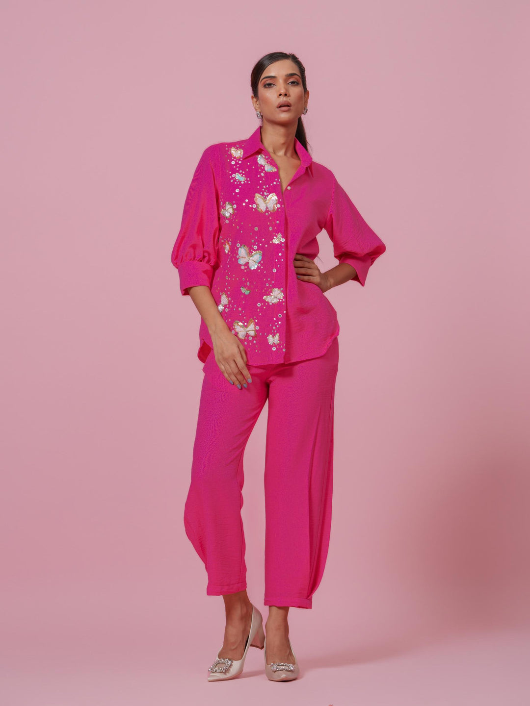 Emma- Premium Linen Hand Embroidered Women Co-Ord Set