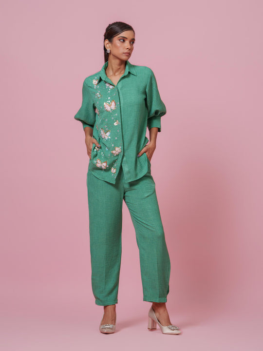 Emma- Premium Linen Hand Embroidered Women Co-Ord Set