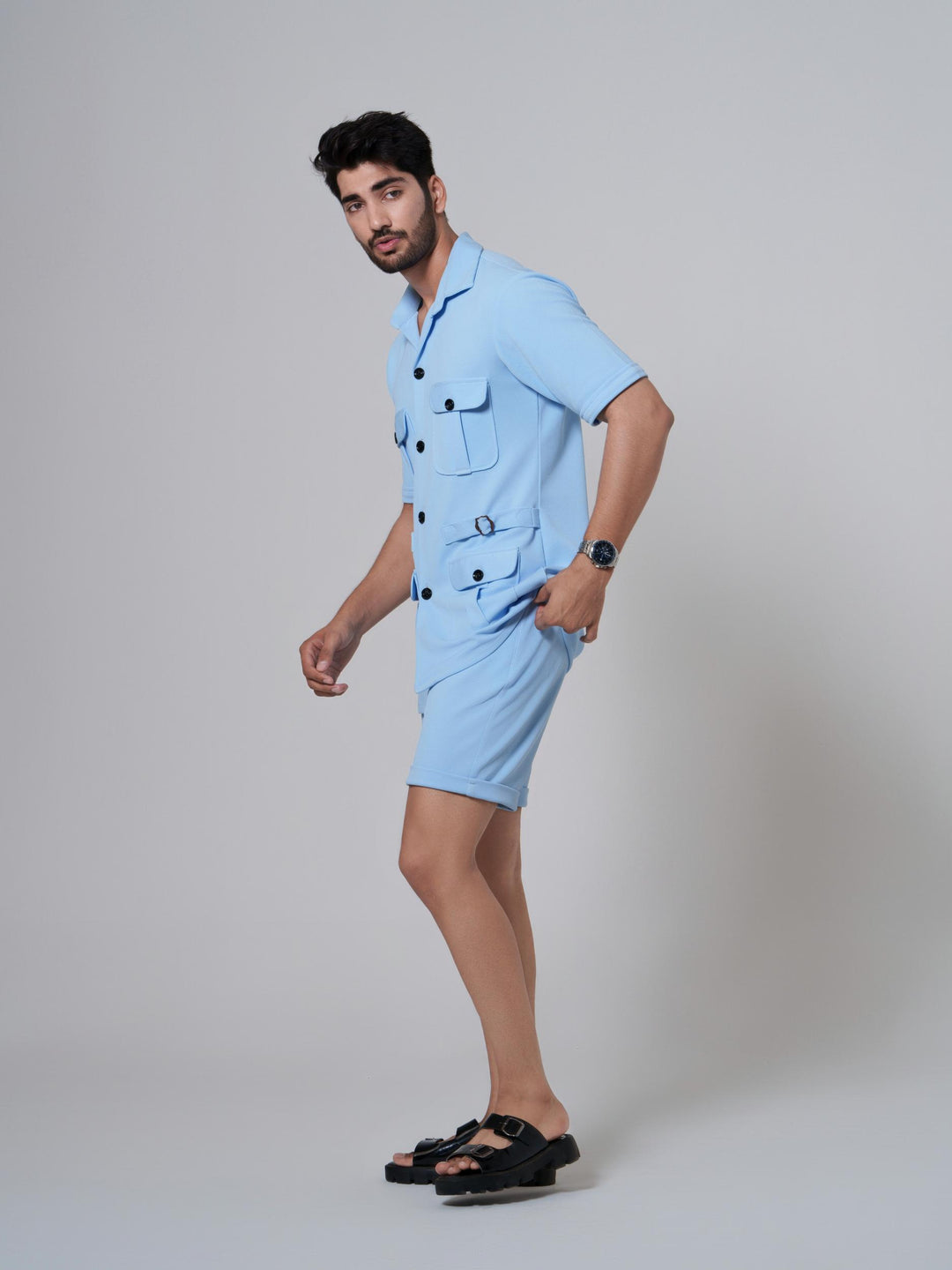 Zesty Men 4 Pocket Co-Ord Set with shorts in premium Popcorn Cotton