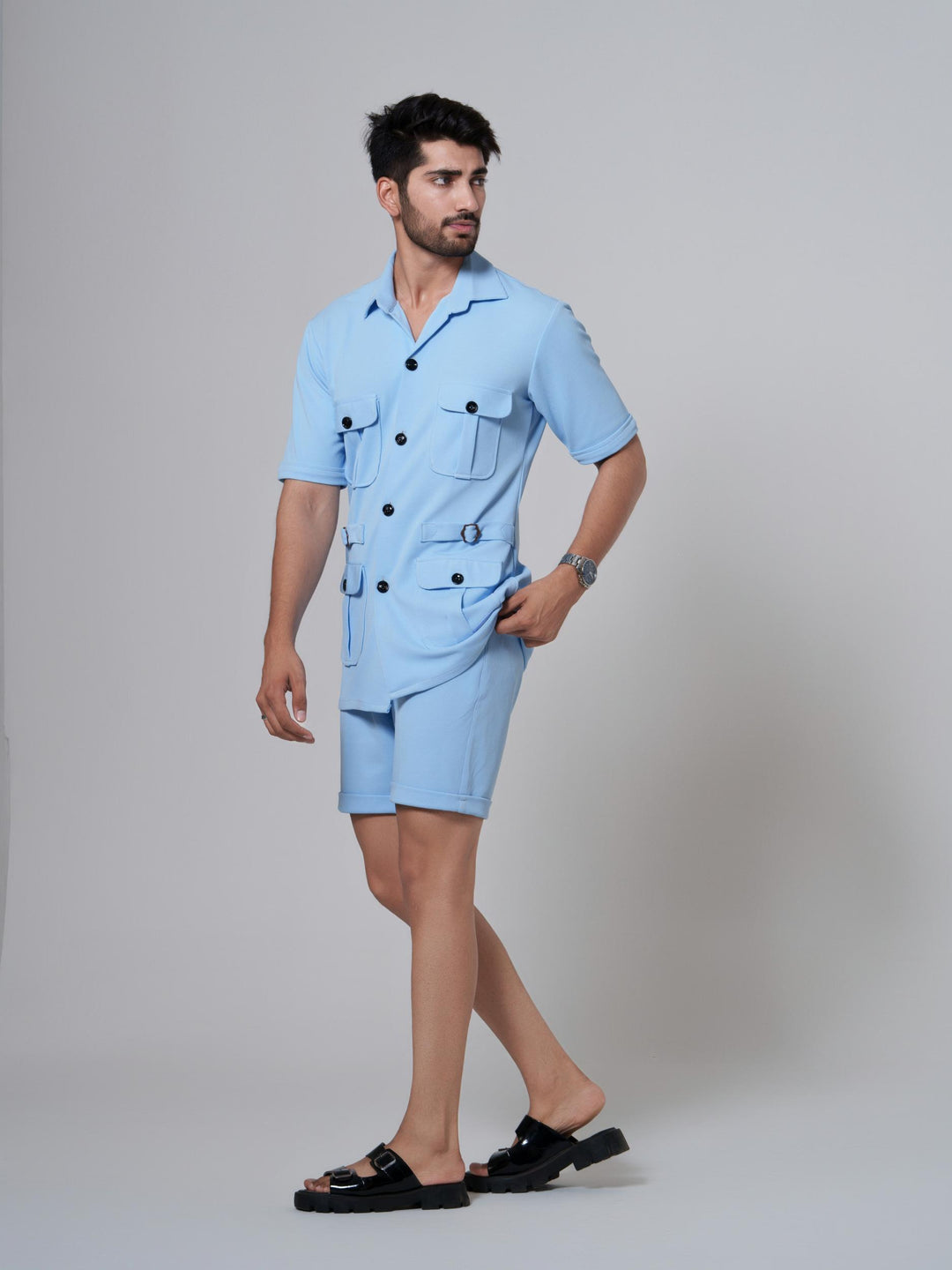 Zesty Men 4 Pocket Co-Ord Set with shorts in premium Popcorn Cotton
