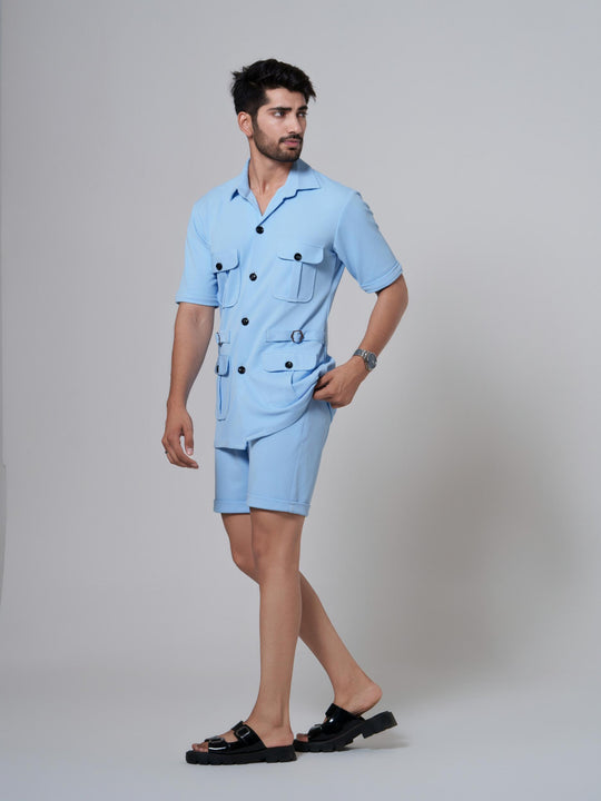 Zesty Men 4 Pocket Co-Ord Set with shorts in premium Popcorn Cotton