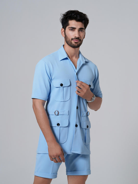 Zesty Men 4 Pocket Co-Ord Set with shorts in premium Popcorn Cotton