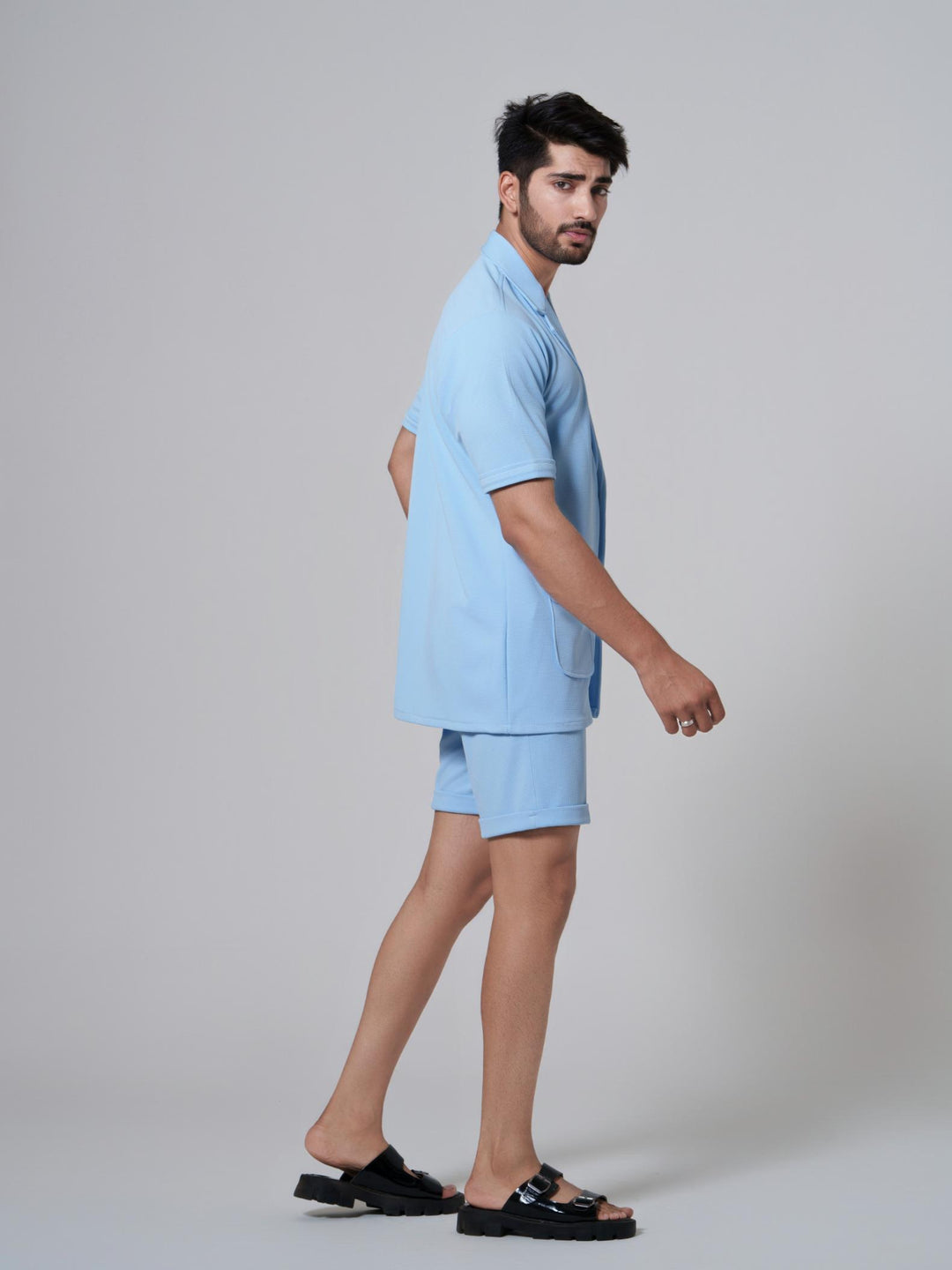 Noha- Two Button Shirt with Shorts in Premium Popcorn cotton
