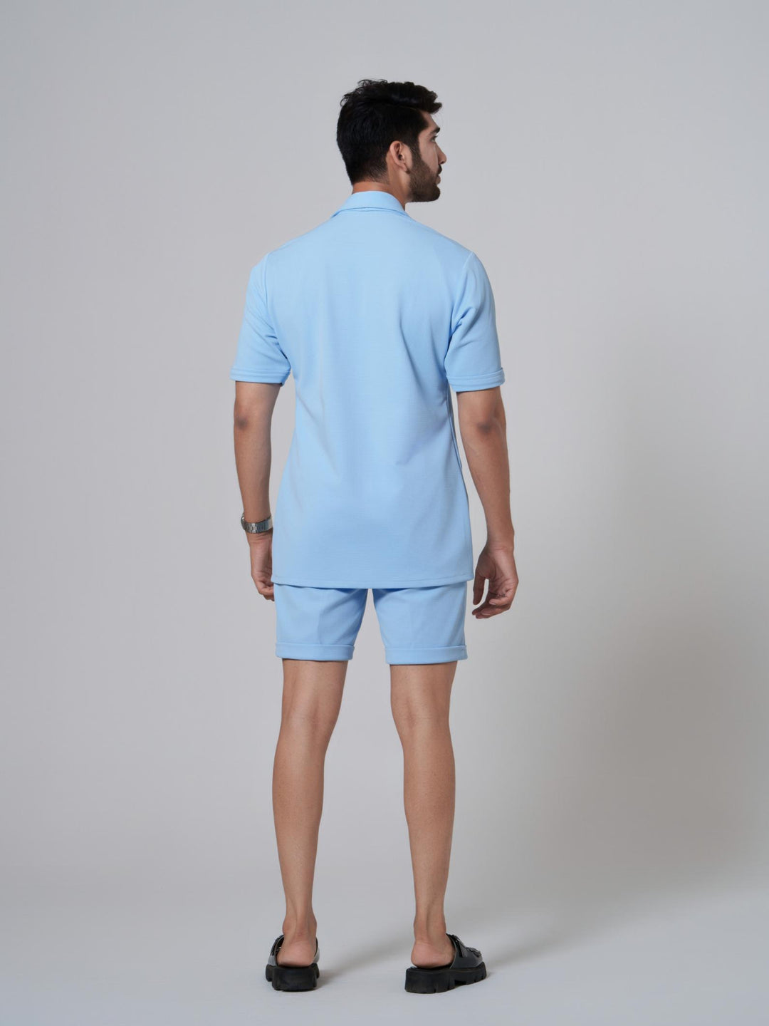 Noha- Two Button Shirt with Shorts in Premium Popcorn cotton
