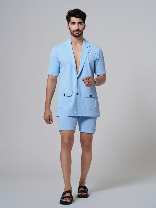 Noha- Two Button Shirt with Shorts in Premium Popcorn cotton
