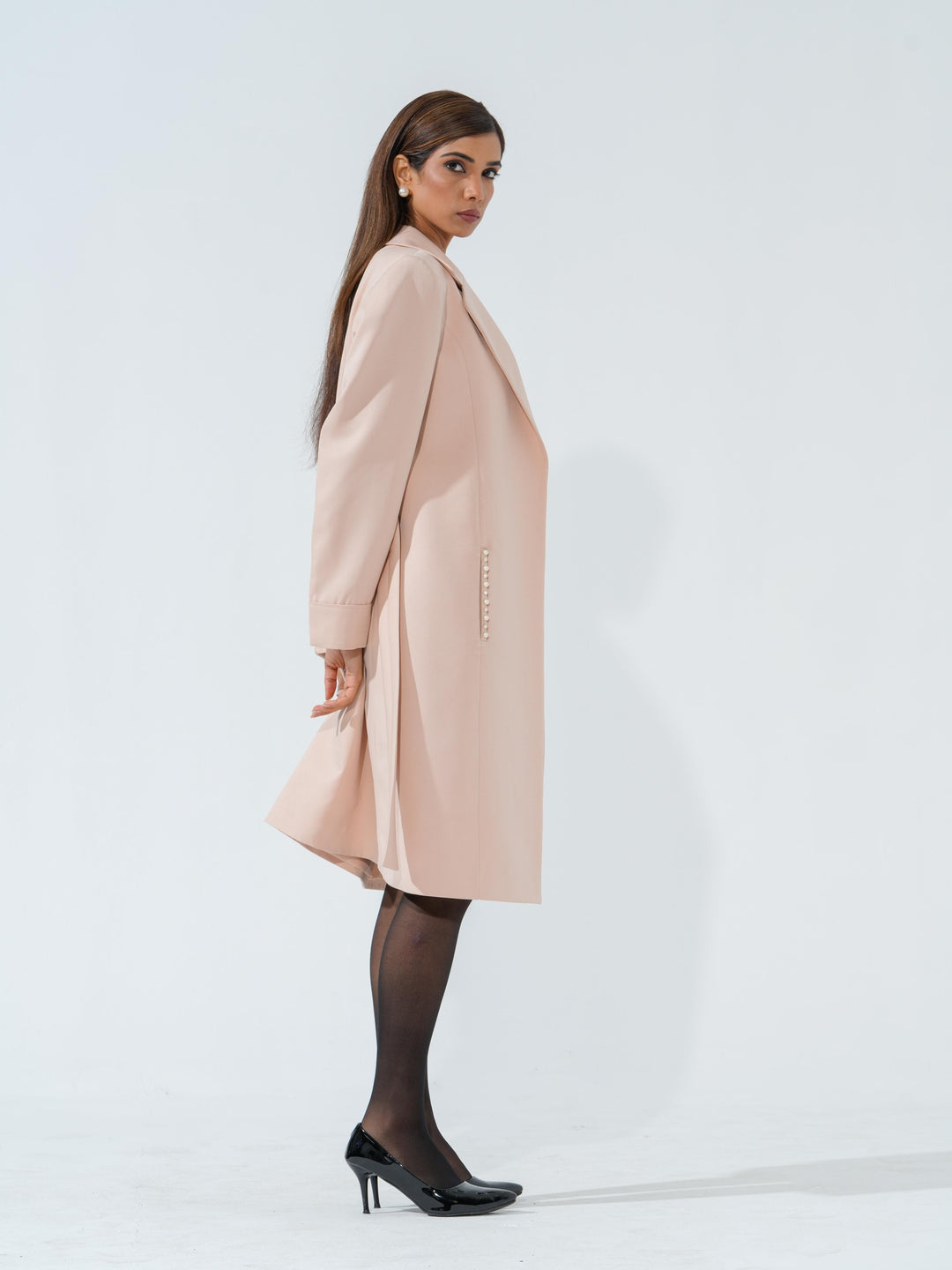 Candy - Women's Longline Coat in Banana crape