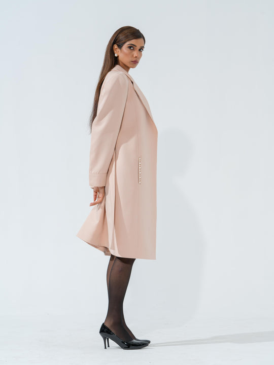 Candy - Women's Longline Coat in Banana crape