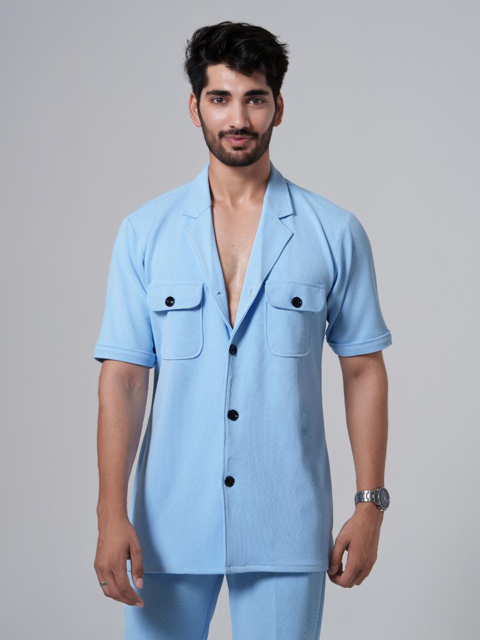 BroCode- Men 2 Pocket Co-Ord Set with pants in premium Popcorn Cotton
