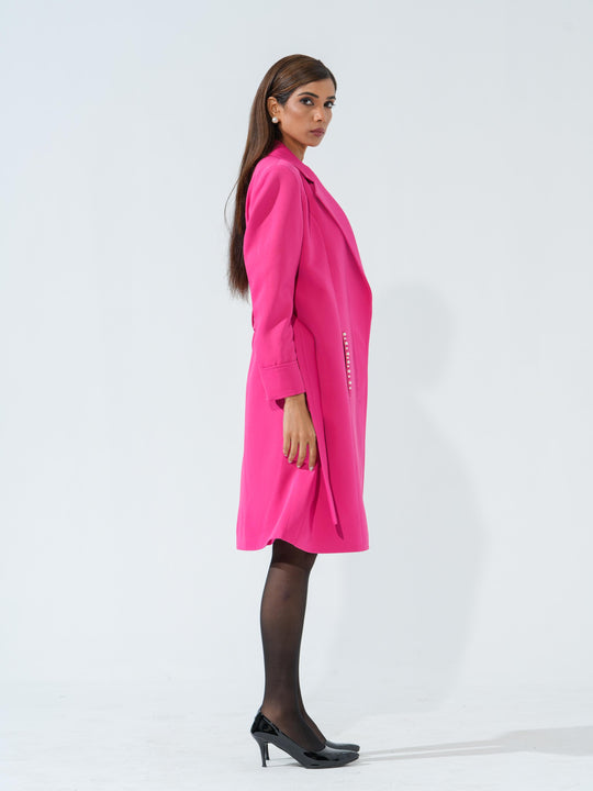 Candy - Women's Longline Coat in Banana crape