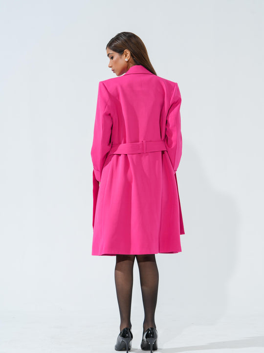 Candy - Women's Longline Coat in Banana crape