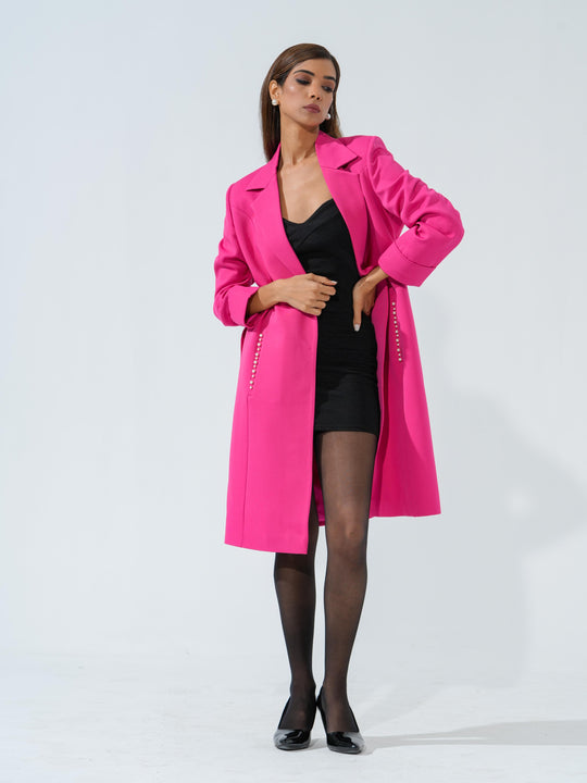 Candy - Women's Longline Coat in Banana crape