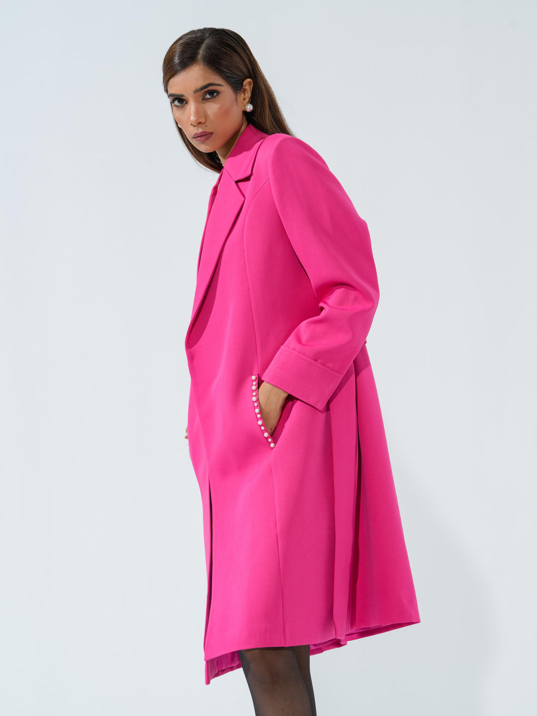 Candy - Women's Longline Coat in Banana crape