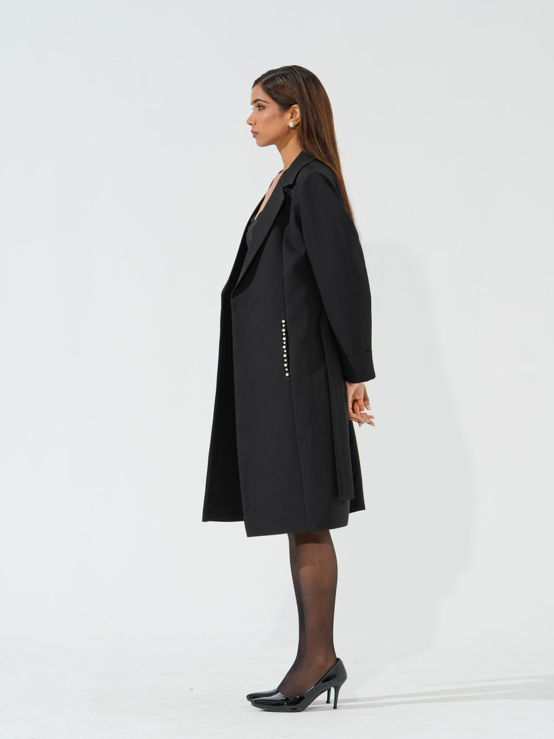 Candy - Women's Longline Coat in Banana crape