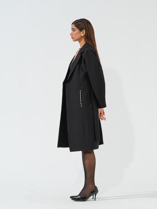 Candy - Women's Longline Coat in Banana crape
