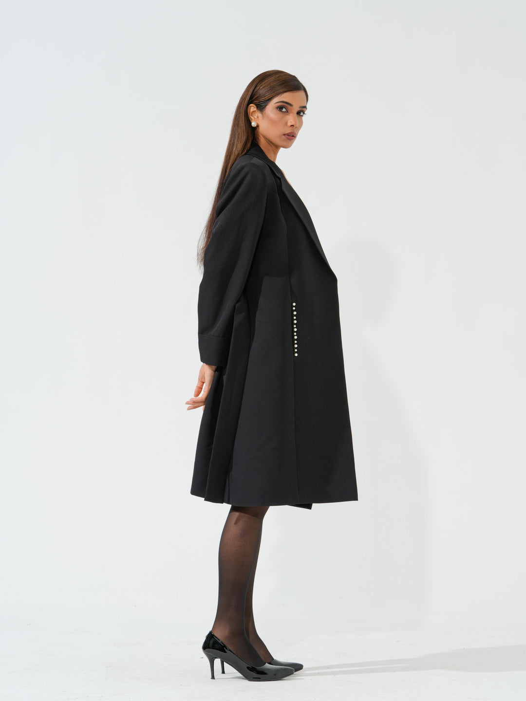 Candy - Women's Longline Coat in Banana crape