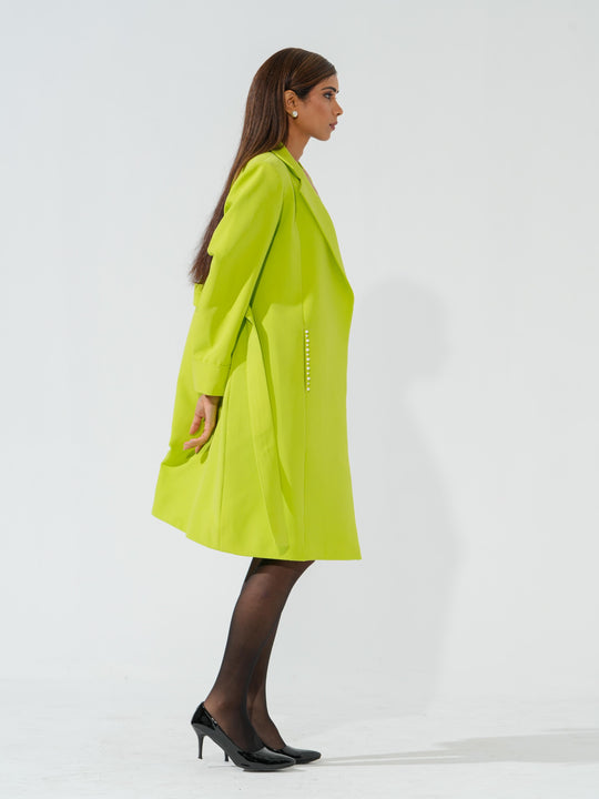 Candy - Women's Longline Coat in Banana crape