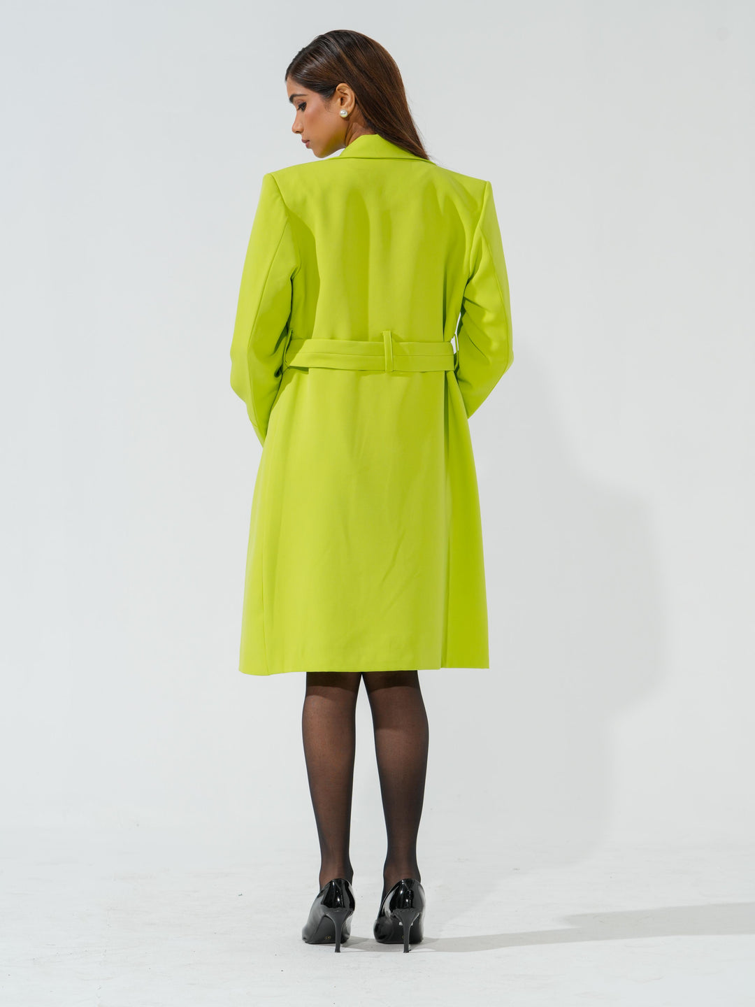Candy - Women's Longline Coat in Banana crape