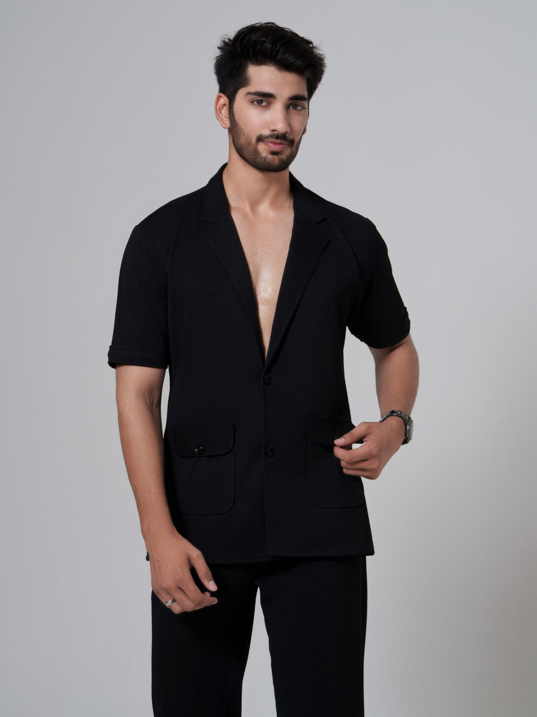 Alchemy- Two Button Shirt with Pant in Premium Popcorn Cotton