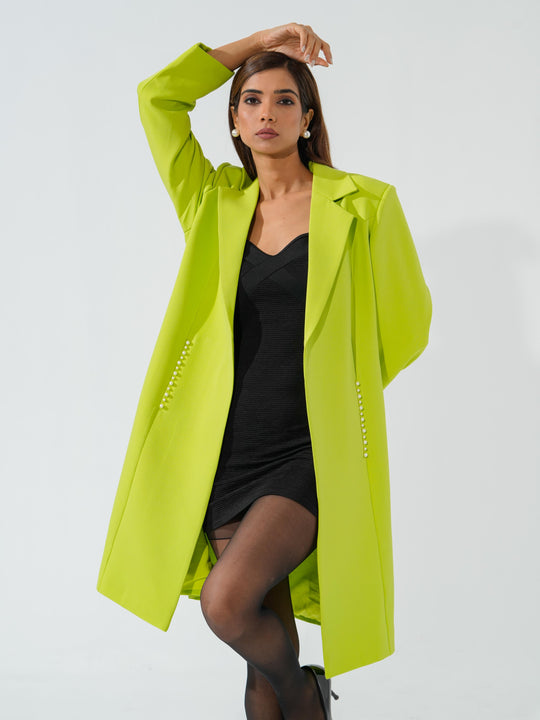 Candy - Women's Longline Coat in Banana crape