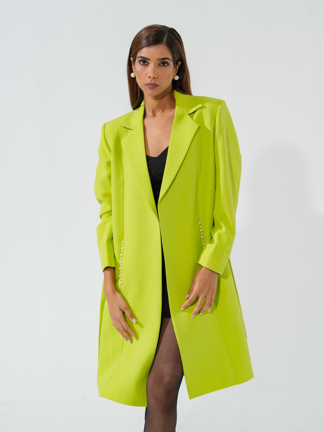 Candy - Women's Longline Coat in Banana crape