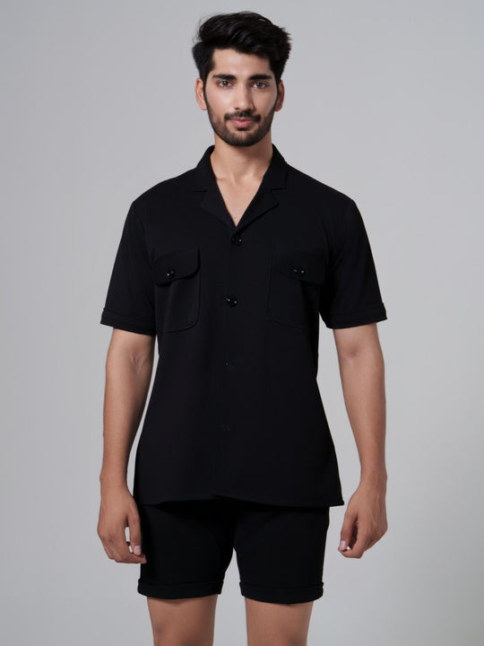 Adam- Men 2 Pocket Co-Ord Set with shorts in premium Popcorn Cotton