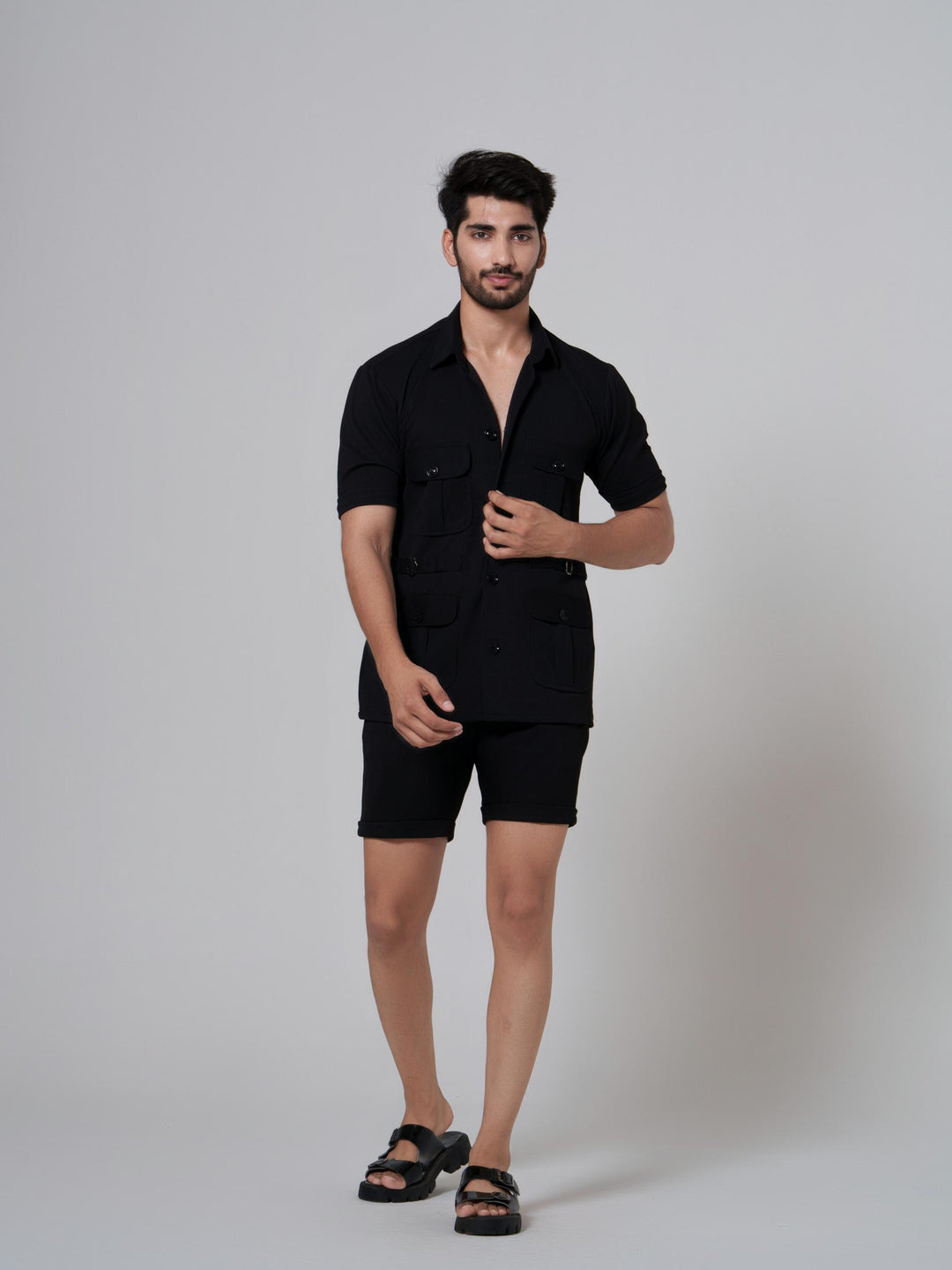 Zesty Men 4 Pocket Co-Ord Set with shorts in premium Popcorn Cotton