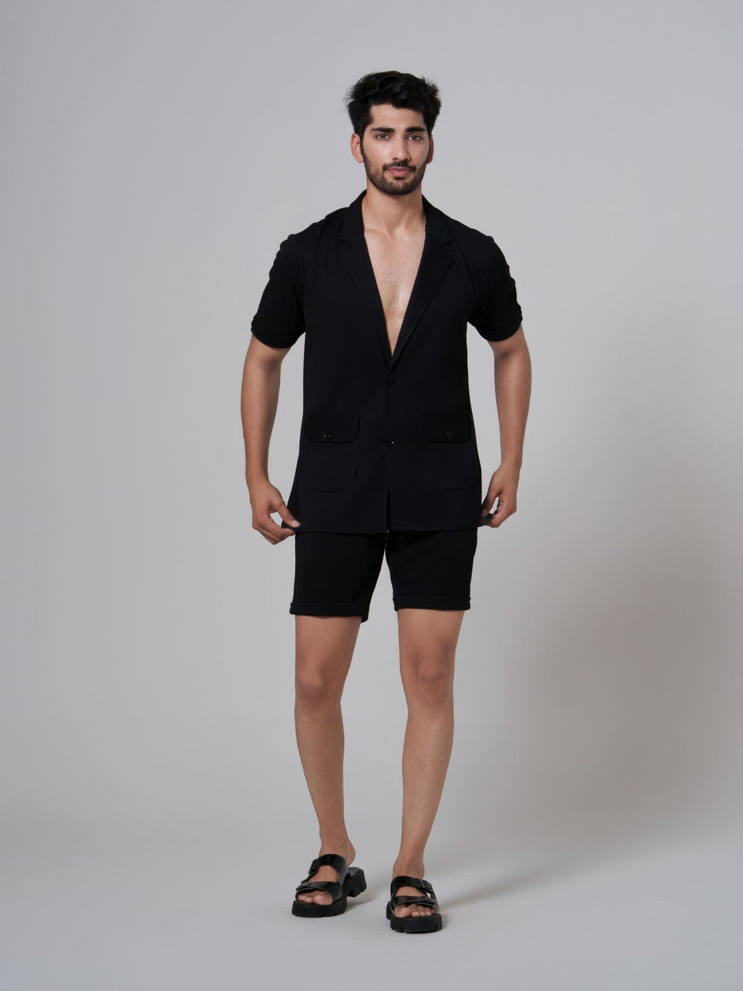 Noha- Two Button Shirt with Shorts in Premium Popcorn cotton