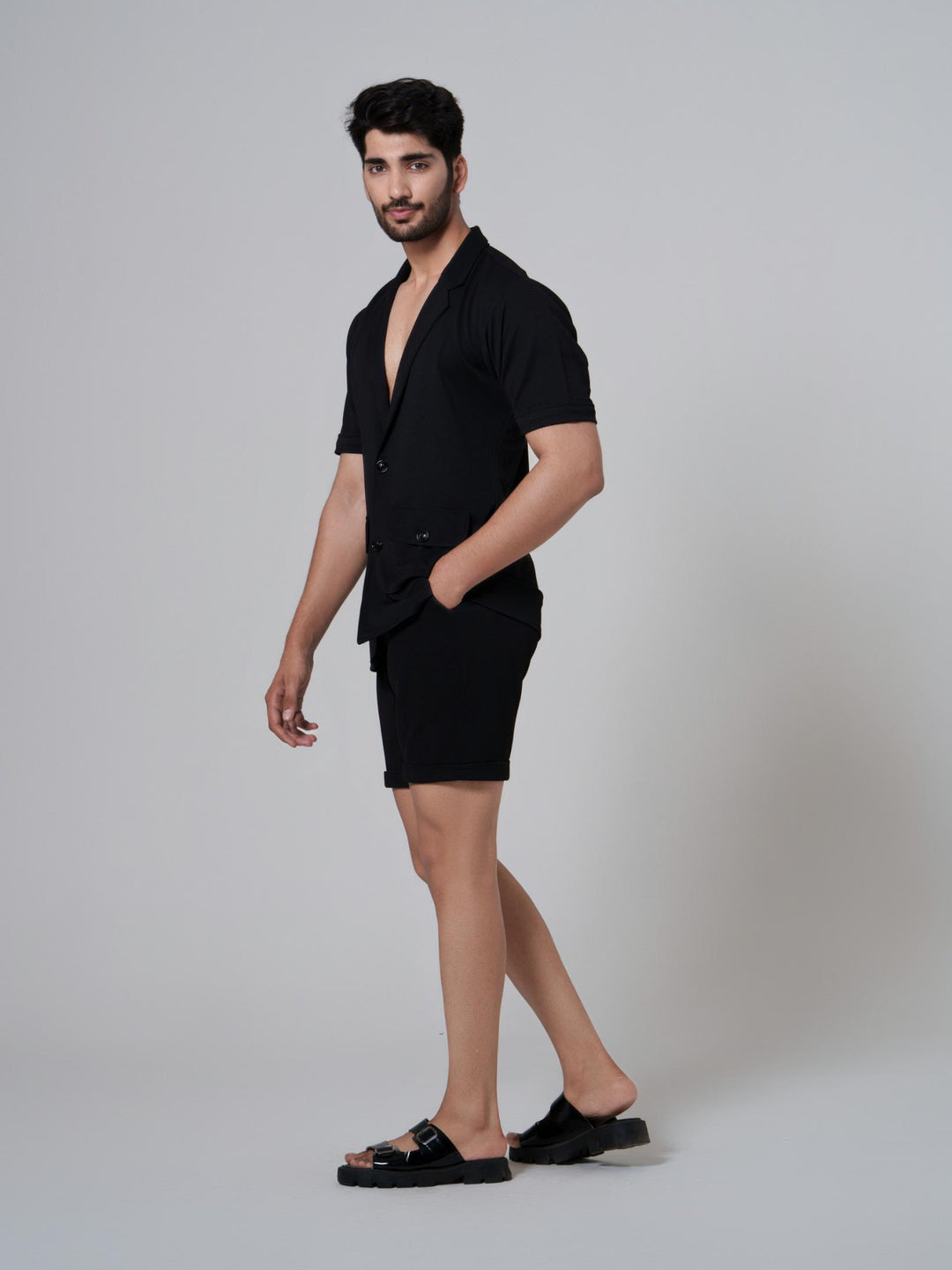 Noha- Two Button Shirt with Shorts in Premium Popcorn cotton