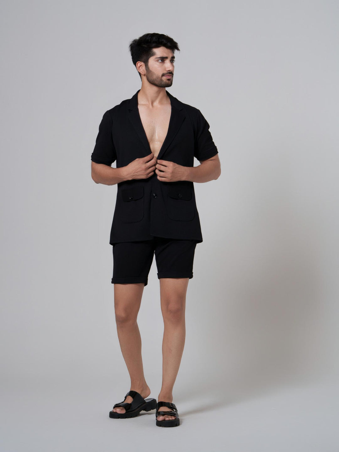 Noha- Two Button Shirt with Shorts in Premium Popcorn cotton