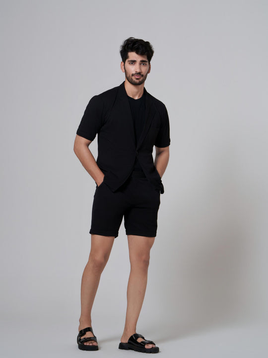 Miles One Button Shirt with Shorts in Premium Popcorn cotton