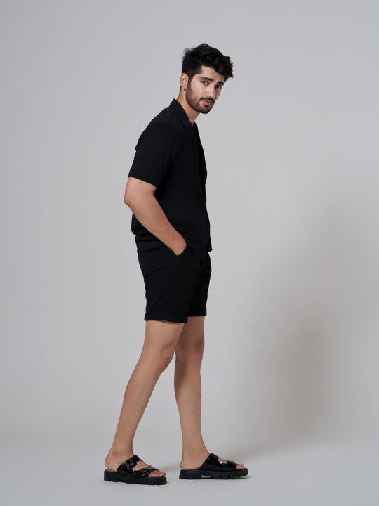 Miles One Button Shirt with Shorts in Premium Popcorn cotton