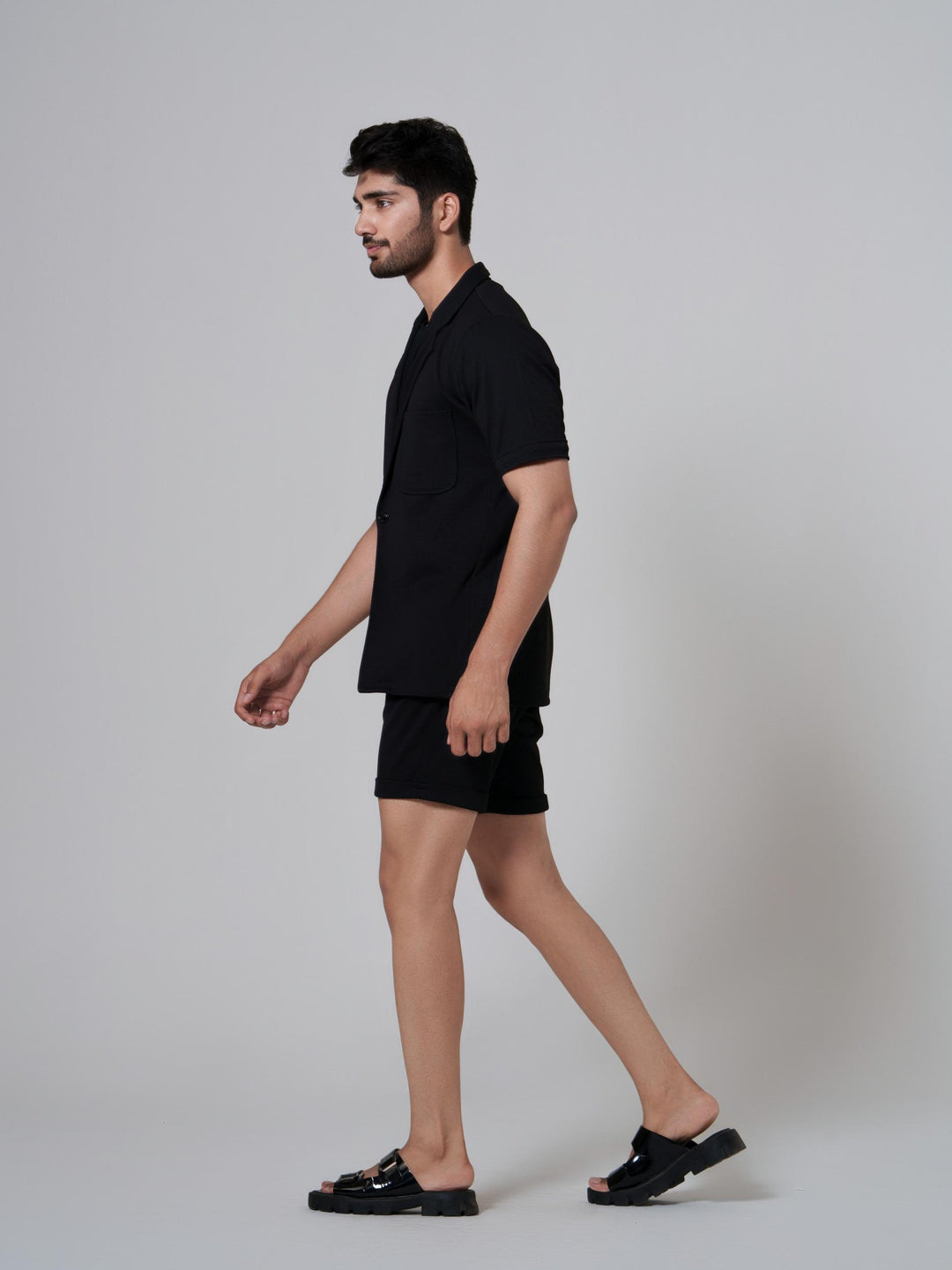 Miles One Button Shirt with Shorts in Premium Popcorn cotton